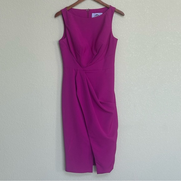 JS Collections Women’s Size 2 Pink Sleeveless Sheath Dress with Draped Skirt - Picture 1 of 6